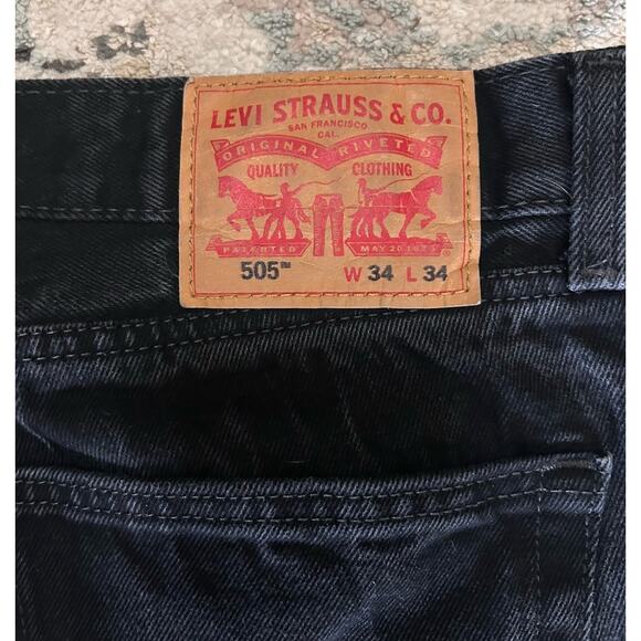 Levi Strauss 505 Men’s Denim Jeans Black 34x34 100% Cotton Straight Leg - Picture 6 of 6